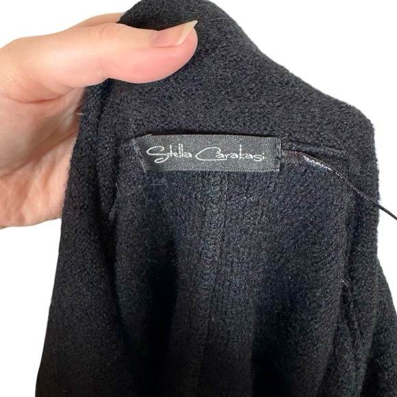 STELLA CARAKASI 100% Boiled Wool Collared Asymmetrical Jacket Handkerchief Hem - Picture 7 of 10